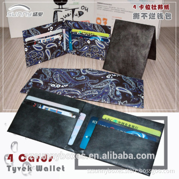 Handmade 4 Card Slots 1070D Tyvek Paper Wallet